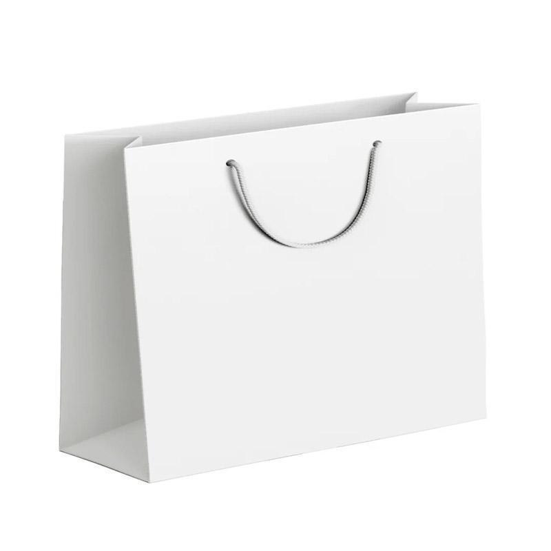 25X Kraft Paper Bags Gift Shopping Bag Carry White Pink Black Bag With Handles - Black-22-30-8