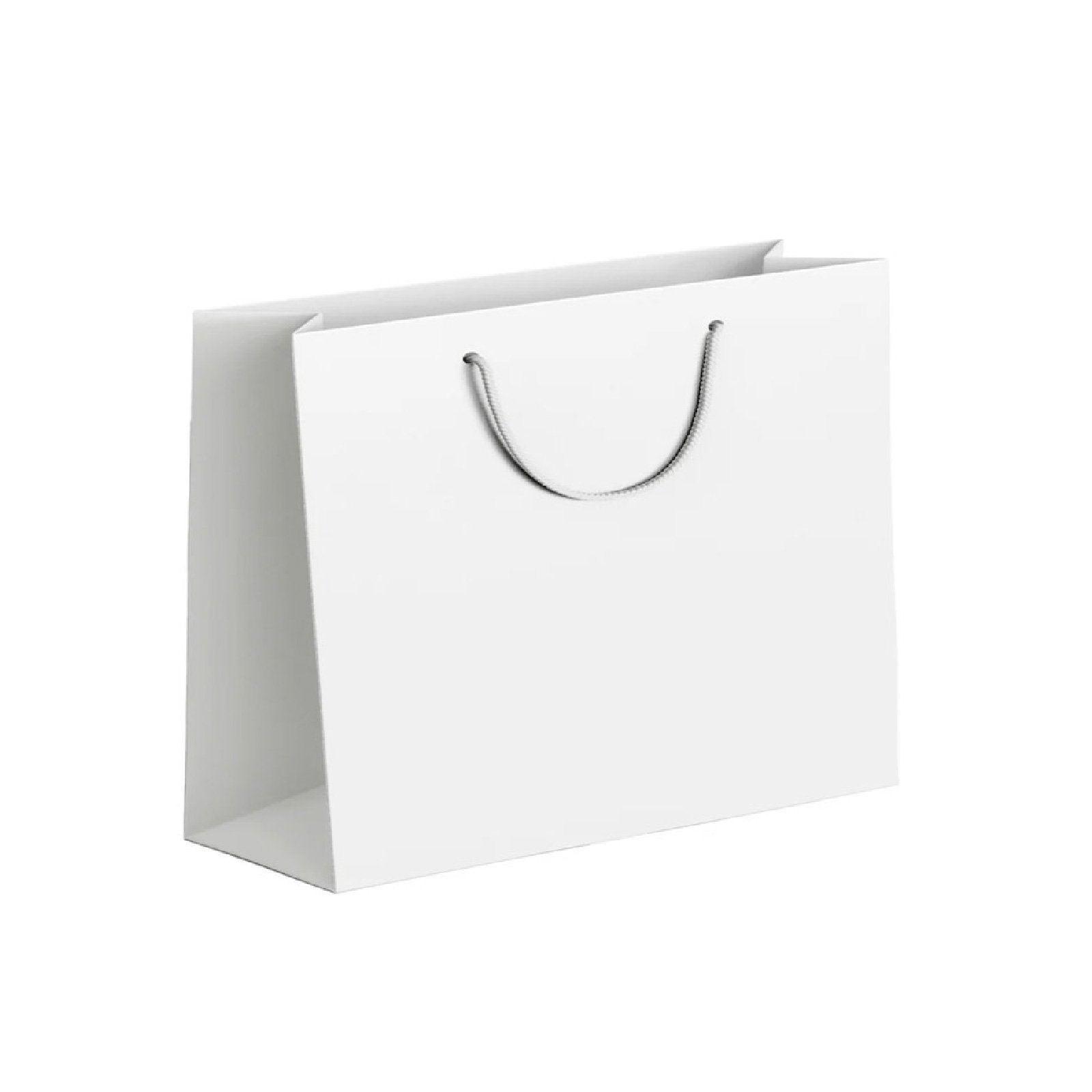 25X Kraft Paper Bags Gift Shopping Bag Carry White Pink Black Bag With Handles - Black-22-30-8