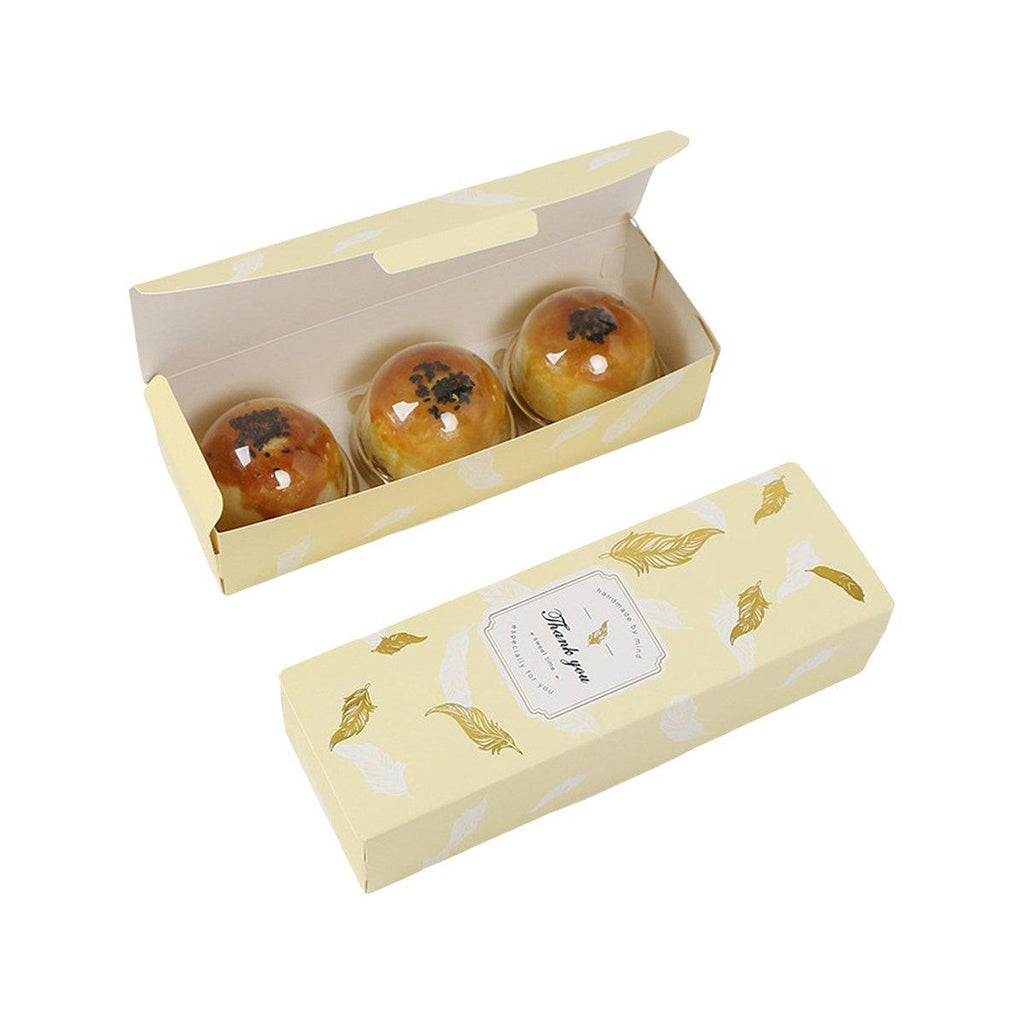 25pcs Long Strip Clamshell Packaging Box 3-Compartment Dessert Storage Box - Transparent Bag
