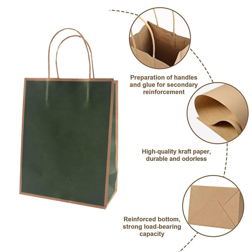 Gift Kraft Paper Bags for Packaging and Takeaway 50PCS - Black-21*15*8cm