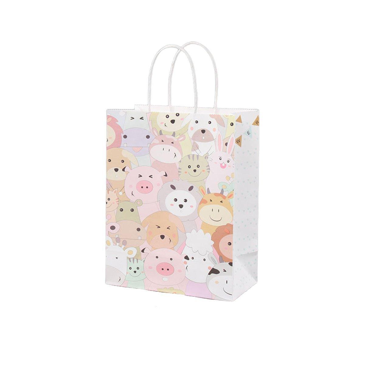50PCS Colourful Kraft Paper Gift Bags Reusable Party Favor Bags for School Events - BDLW-18*9*23cm