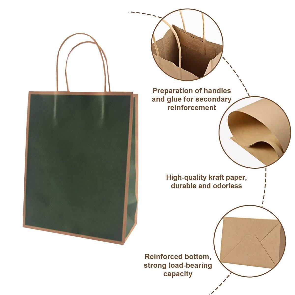 Gift Kraft Paper Bags for Packaging and Takeaway 50PCS - Black-27*32*11cm