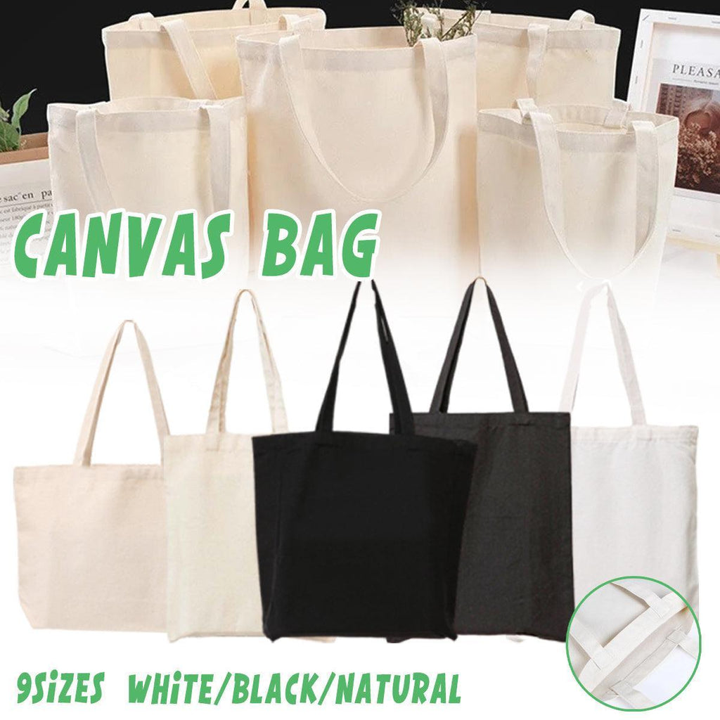 5PCS Canvas Tote Bag Cotton Blank DIY Shopping Shoulder Bags - Black 35*40cm