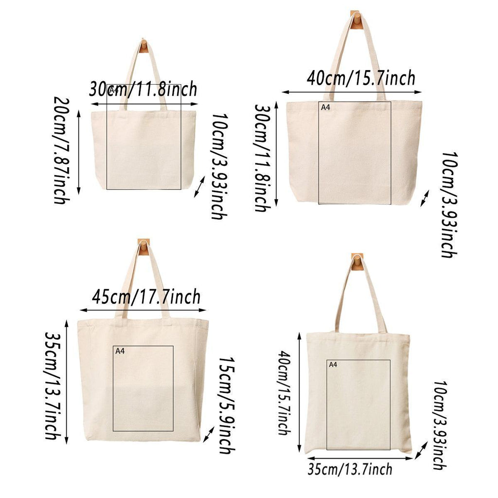 5PCS Canvas Tote Bag Cotton Blank DIY Shopping Shoulder Bags - Black 35*40cm