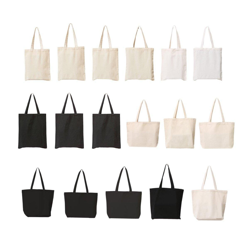 5PCS Canvas Tote Bag Cotton Blank DIY Shopping Shoulder Bags - Natural 30*20*10cm