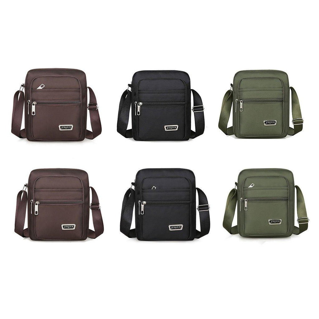 Mens Crossbody Shoulder Bag Travel Messenger Bag Casual Handbag for Boys and Men - Black-6 zippers