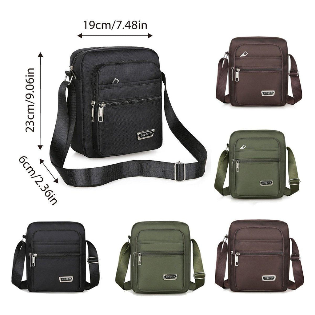 Mens Crossbody Shoulder Bag Travel Messenger Bag Casual Handbag for Boys and Men - Black-6 zippers