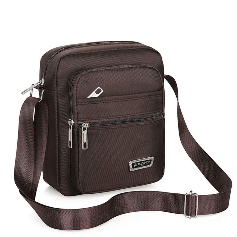 Mens Crossbody Shoulder Bag Travel Messenger Bag Casual Handbag for Boys and Men - Brown-6 zippers