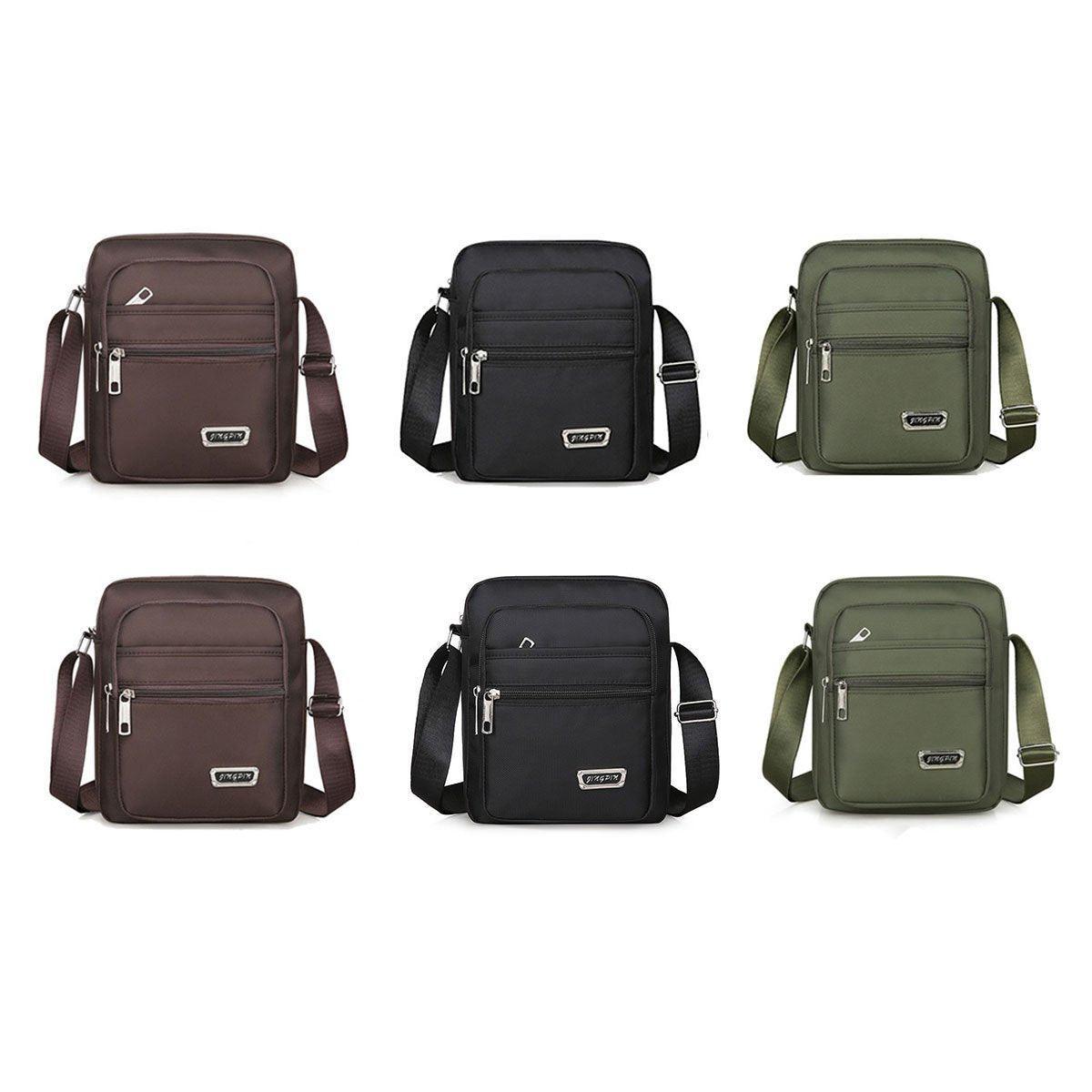 Mens Crossbody Shoulder Bag Travel Messenger Bag Casual Handbag for Boys and Men - Green-6 zippers