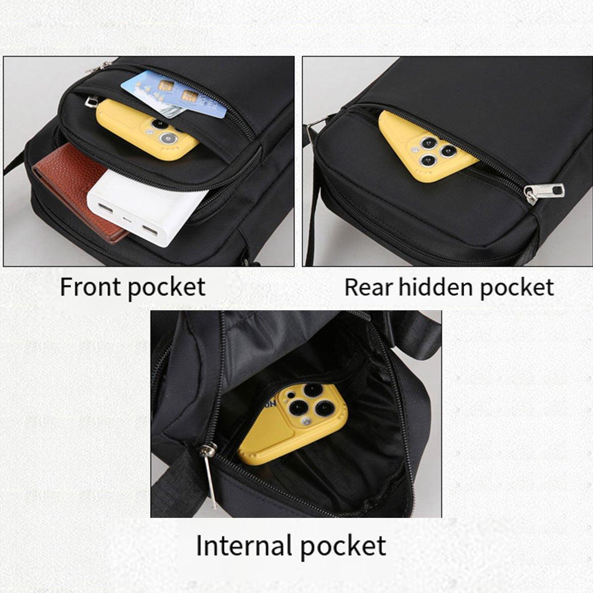 Mens Crossbody Shoulder Bag Travel Messenger Bag Casual Handbag for Boys and Men - Green-6 zippers