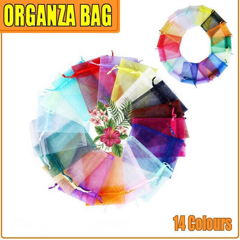 50PCS Organza Bag Sheer Bags Jewellery Wedding Candy Packaging Sheer Bags 9*12 cm - Rose Red/50PCS