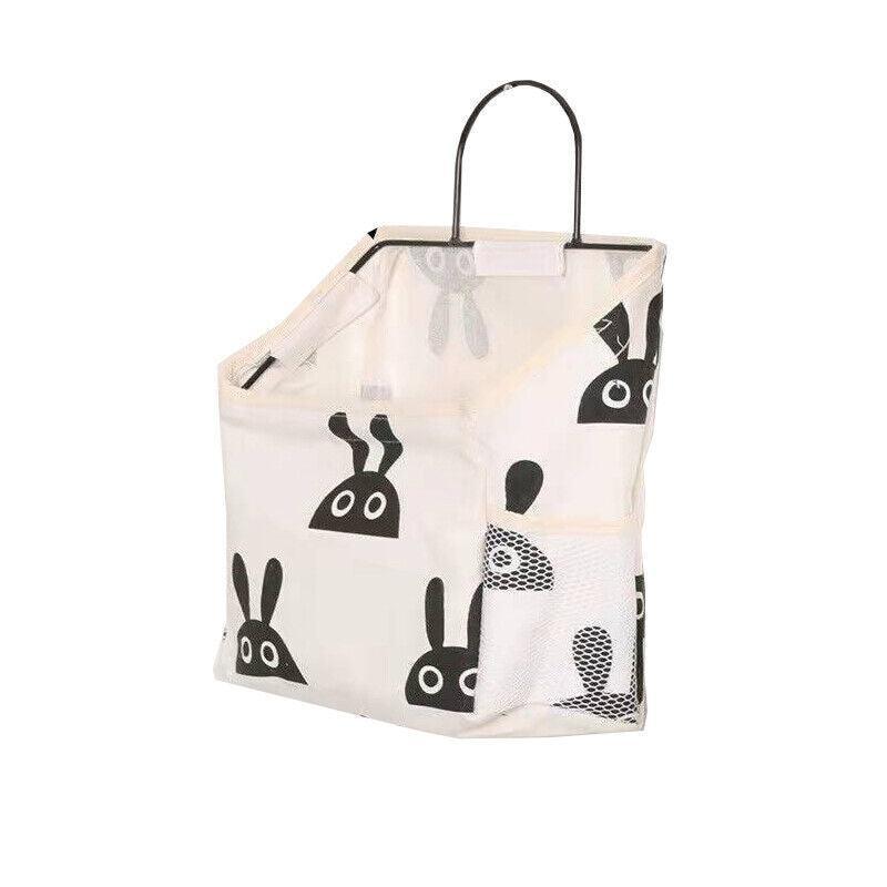 Wall Hanging Storage Bag Home Wardrobe Organiser Pouch Book Holder Phone Pocket - Black Grid