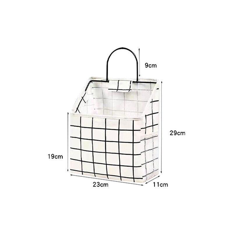 Wall Hanging Storage Bag Home Wardrobe Organiser Pouch Book Holder Phone Pocket - Blue Triangle