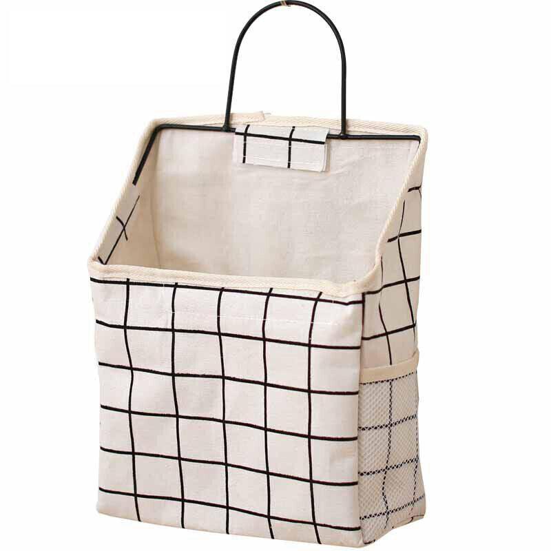 Wall Hanging Storage Bag Home Wardrobe Organiser Pouch Book Holder Phone Pocket - Blue Triangle