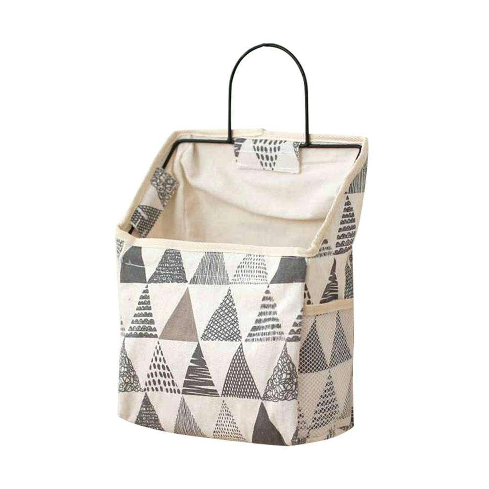 Wall Hanging Storage Bag Home Wardrobe Organiser Pouch Book Holder Phone Pocket - Cactus