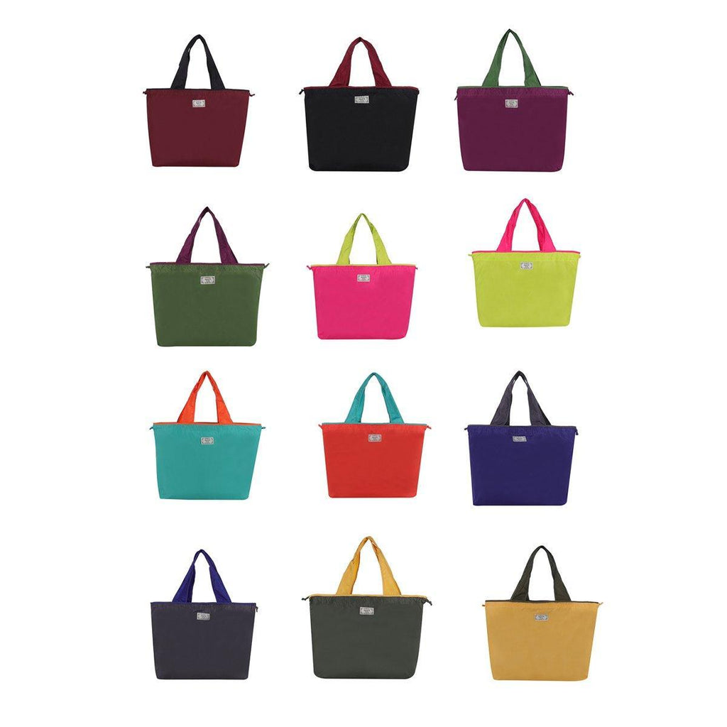 Ultra-Light Foldable Large Capacity Portable Shopping Bag with Drawstring Mouth - Fluorescent Green - S