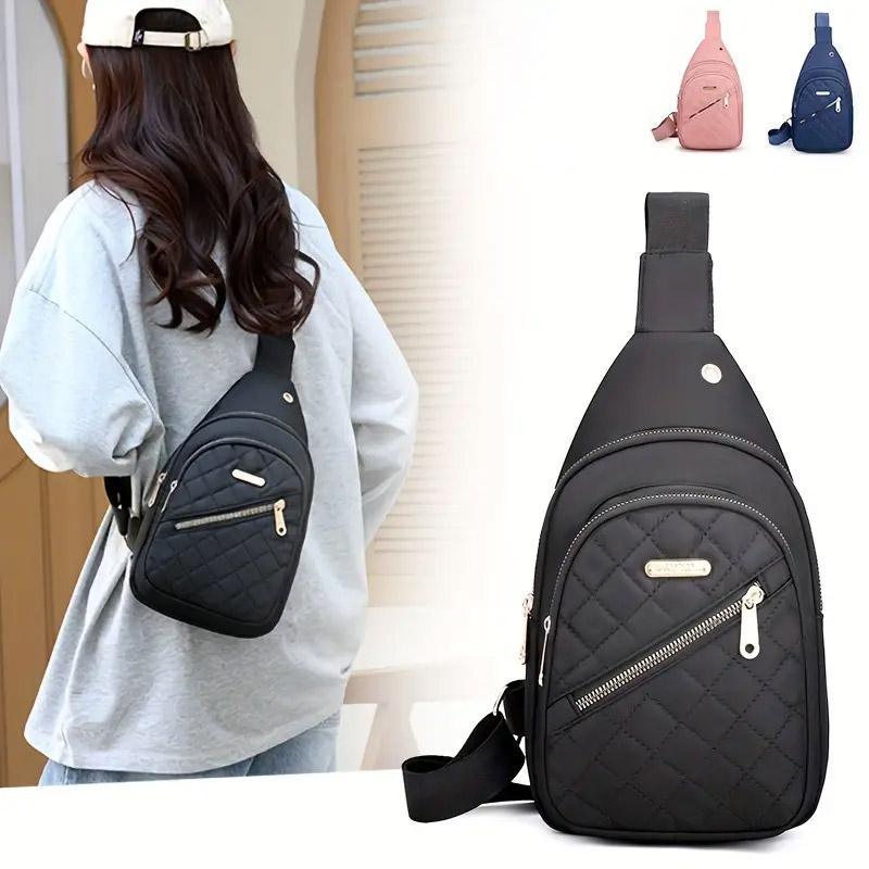 Chest Bag Crossbody Sports Bag Simple Casual Crossbody Bag for Travel Outdoor - Pink