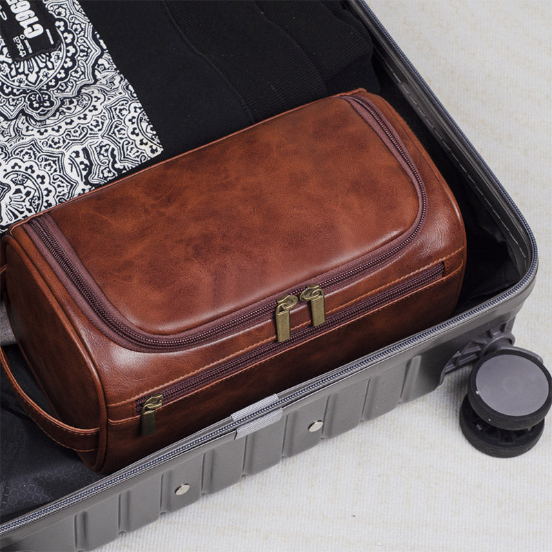 Large Capacity Waterproof Travel Toiletry Bag Cosmetic Organizer Multifunctional - Red Brown