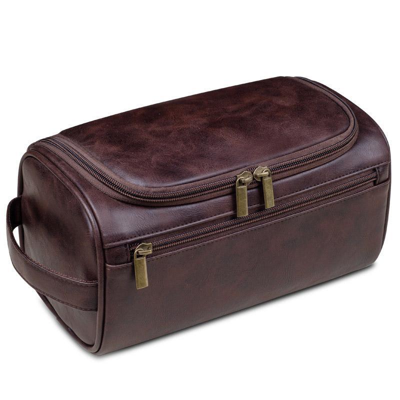 Large Capacity Waterproof Travel Toiletry Bag Cosmetic Organizer Multifunctional - Red Brown