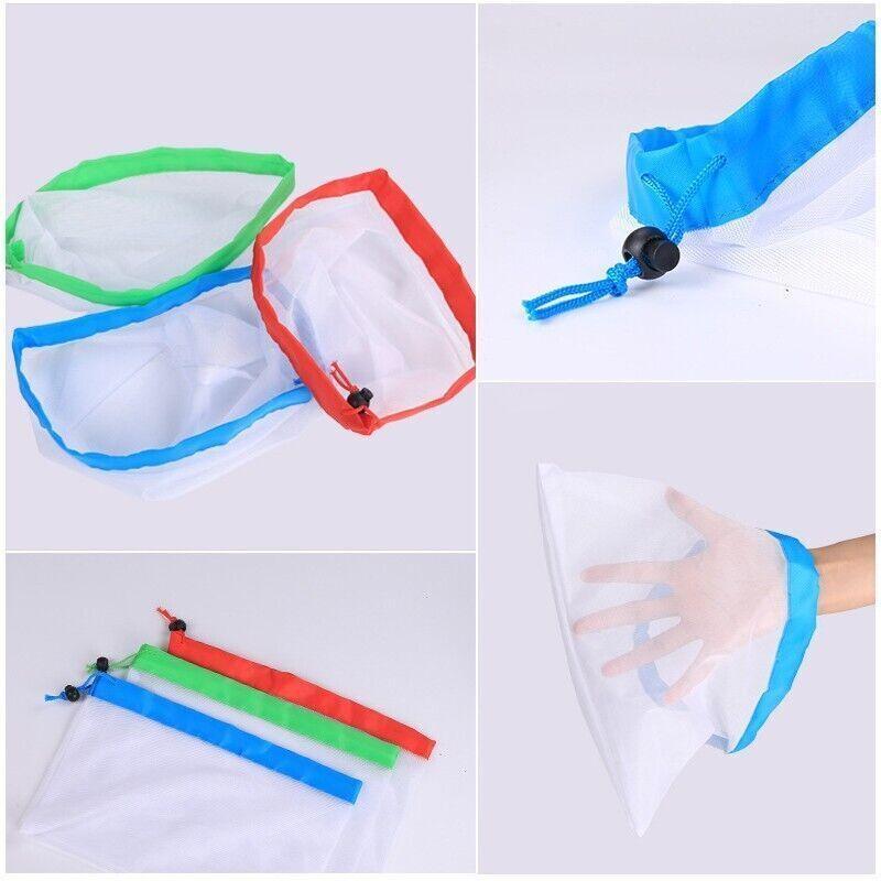 Up 15X Eco Friendly Reusable Mesh Produce Bags Superior Double Stitched Strength - 5PCS Small Red