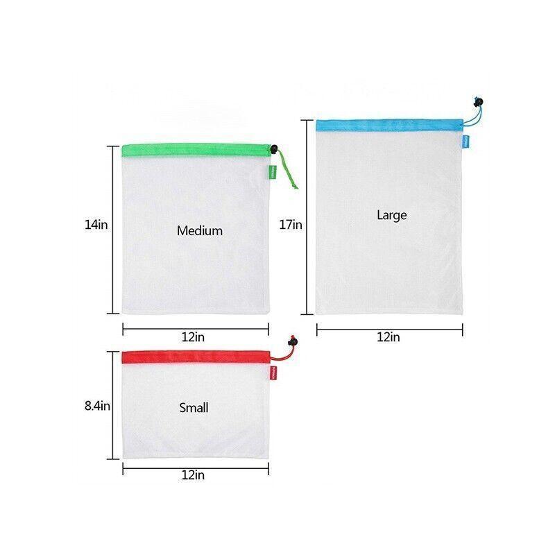 Up 15X Eco Friendly Reusable Mesh Produce Bags Superior Double Stitched Strength - 5PCS Small Red