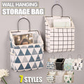 Wall Hanging Storage Bag Home Wardrobe Organiser Pouch Book Holder Phone Pocket - White Grid