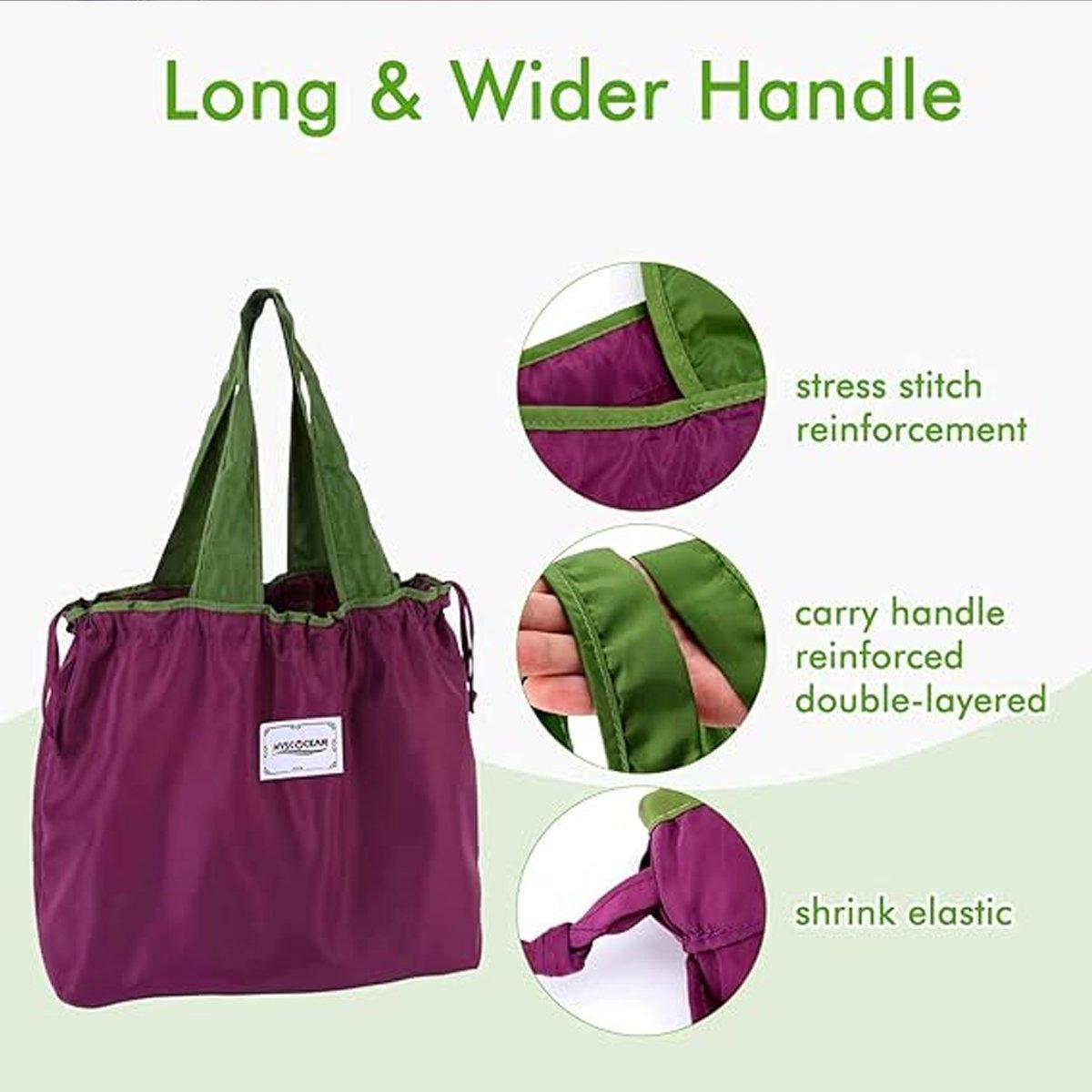 Ultra-Light Foldable Large Capacity Portable Shopping Bag with Drawstring Mouth - Red - L
