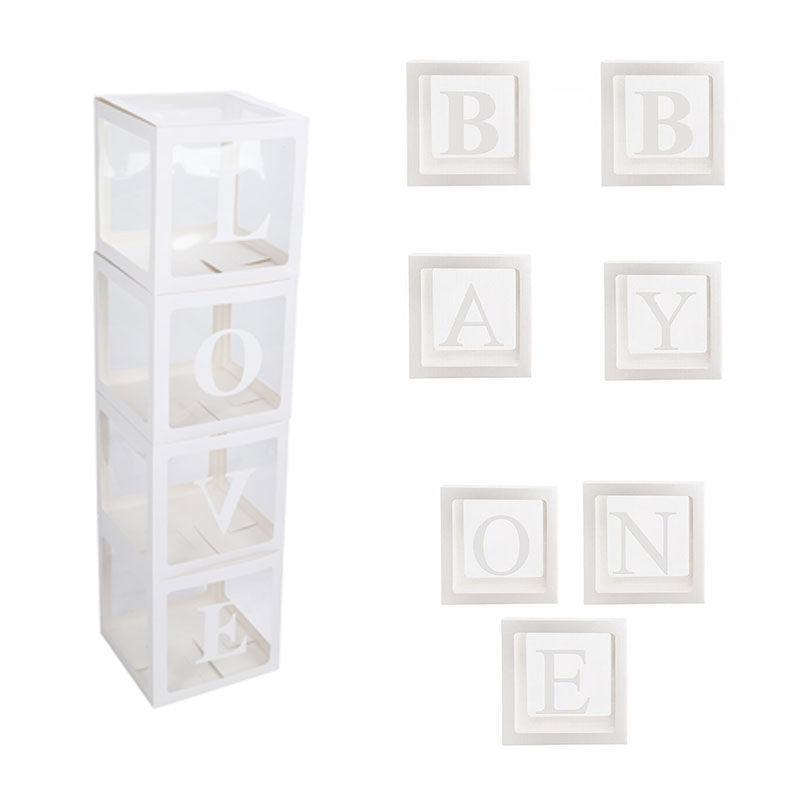 3/4pcs Transparent Balloon Box Set for First Birthday Party or Celebration Display - Baby