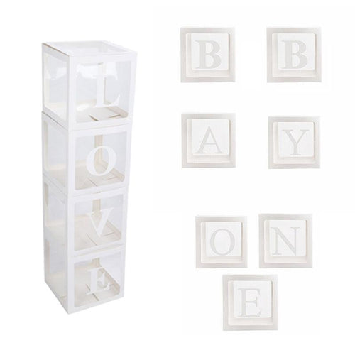3/4pcs Transparent Balloon Box Set for First Birthday Party or Celebration Display - Baby
