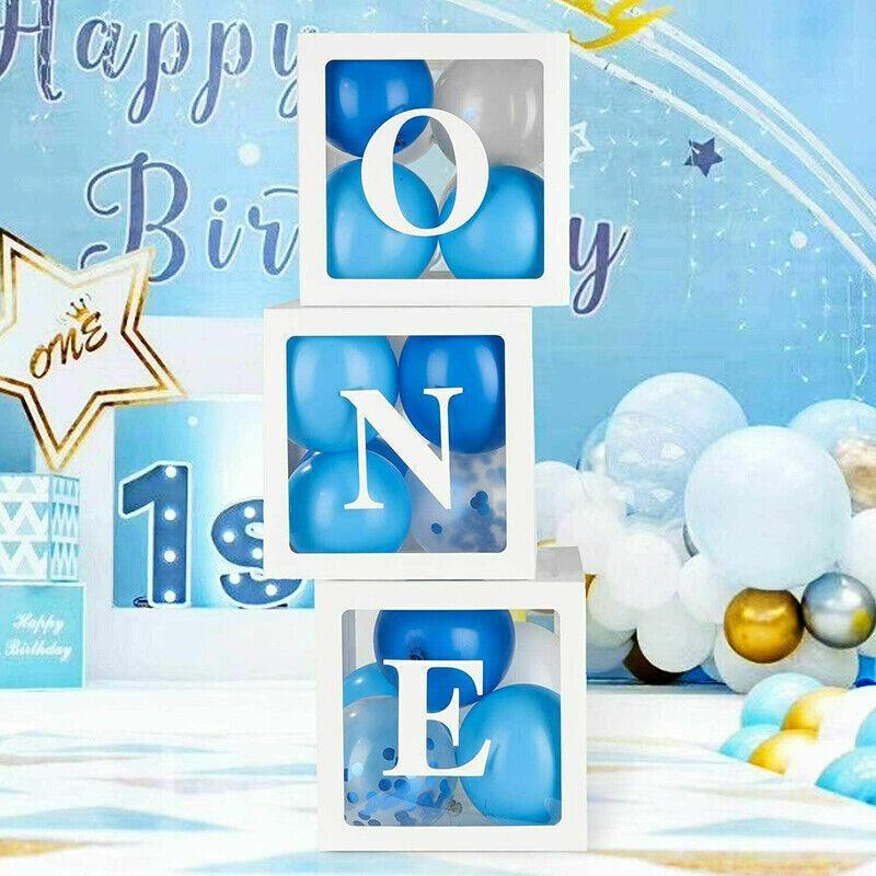 3/4pcs Transparent Balloon Box Set for First Birthday Party or Celebration Display - Love