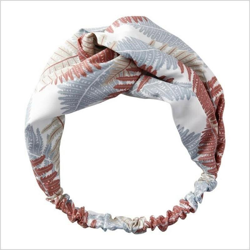 Women Chiffon Floral Print Headband Fashion Bohemian Elastic Cross Hair Bands - Black+Yellow