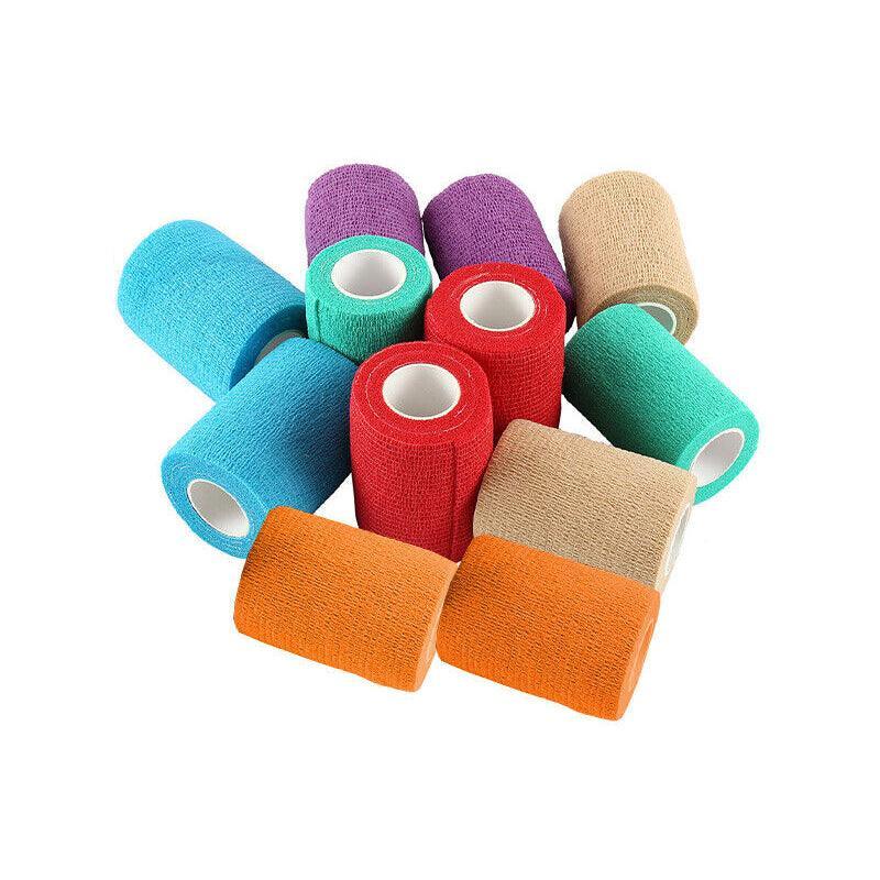 12 Pack Self Adhesive Cohesive Wrap Bandage for Pets and Everyday Protection - 12PCS Black(5CM*4.5M)