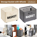 Rolling Storage Basket with Wheels for Under Desk or Shelf Organisation - Grey