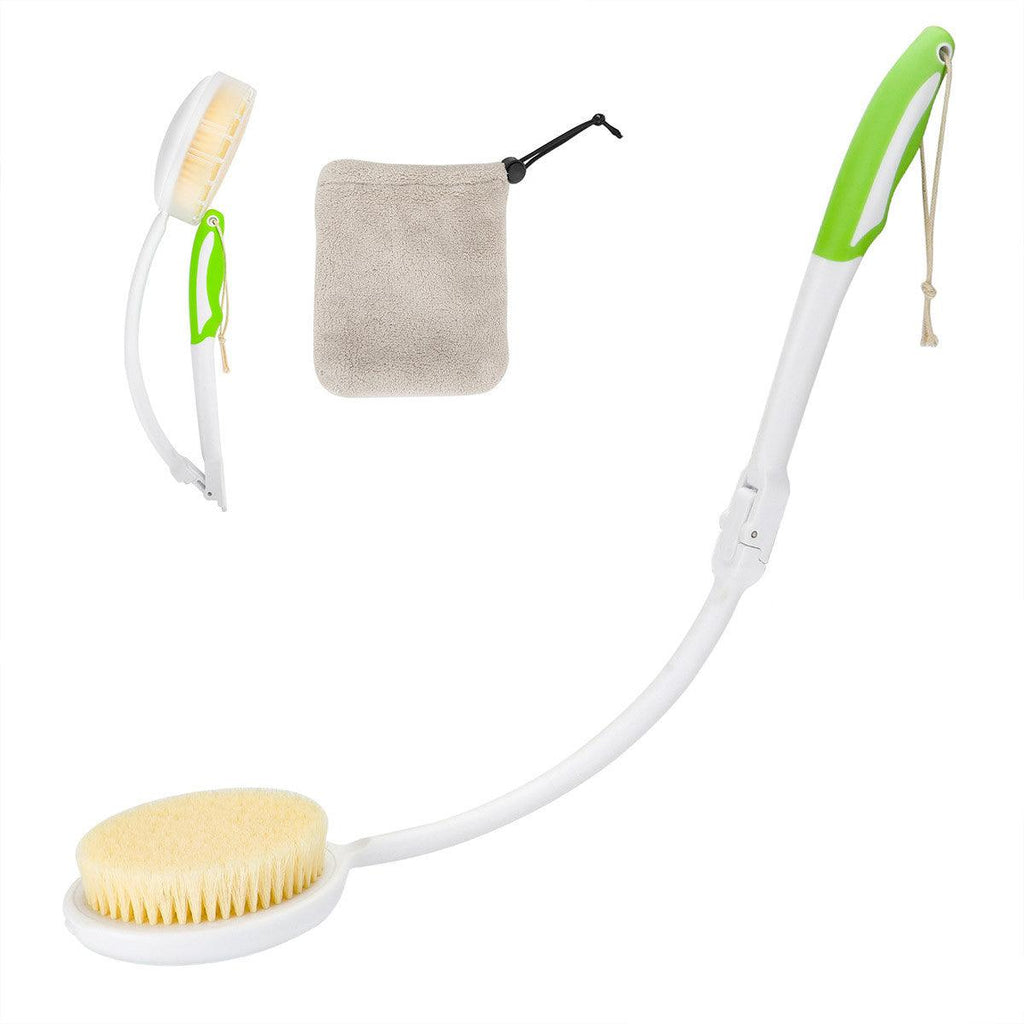 Back Bath Brush with Soft Bristles Curved Handle for Convenient Shower Scrubbing