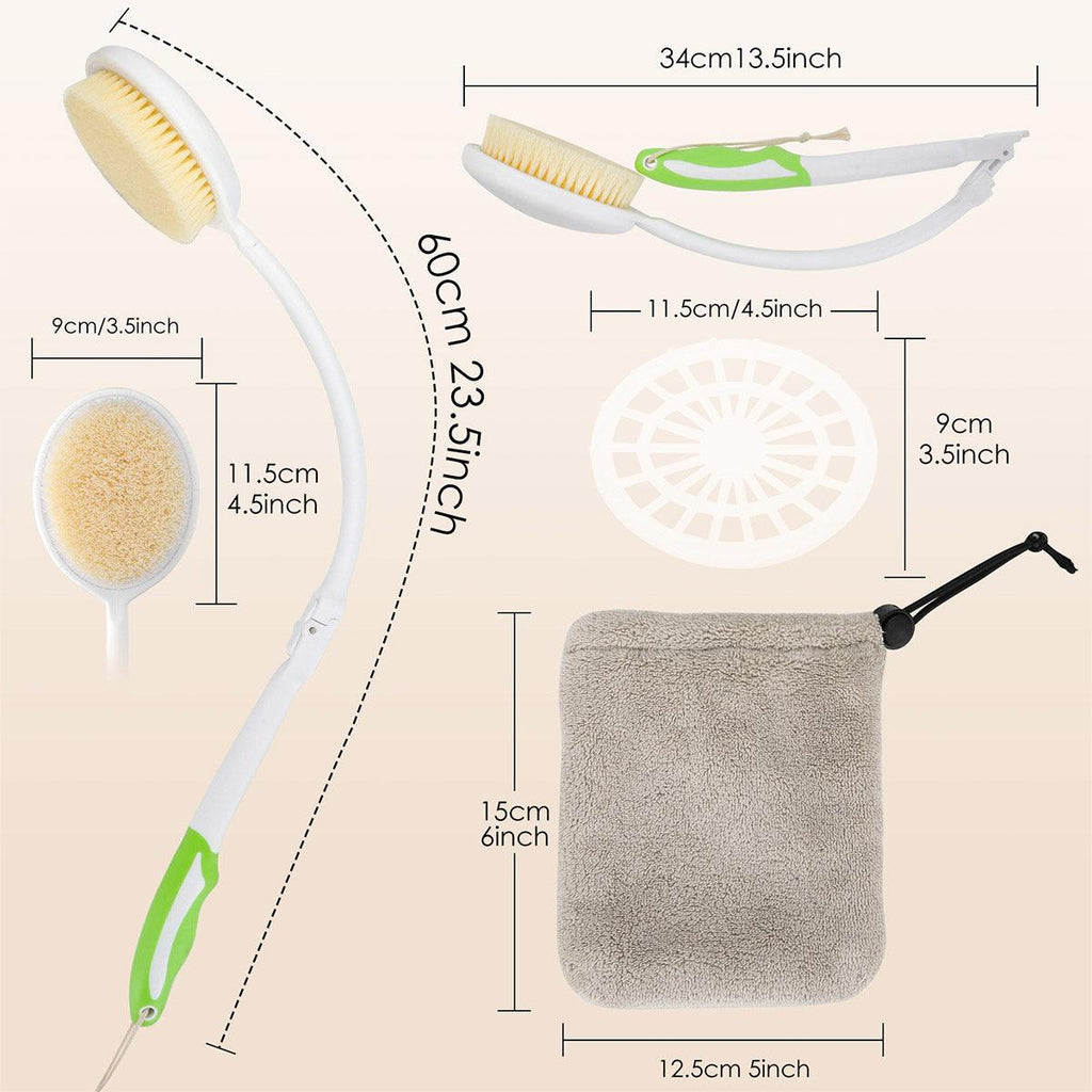 Back Bath Brush with Soft Bristles Curved Handle for Convenient Shower Scrubbing