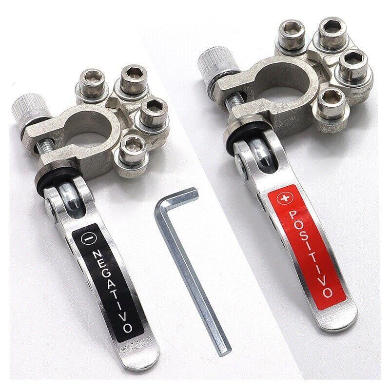 2X 12V 4Way Battery Terminals Connectors Clamp Car Van Caravan Positive Negative
