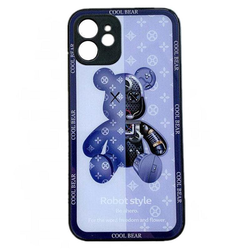 For iPhone 13 Pro Max 12 11XS XR Luxury Cool Bear Shockproof Glass Case Purple - iPhone 11Pro