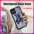 For iPhone 13 Pro Max 12 11XS XR Luxury Cool Bear Shockproof Glass Case Purple - iPhone 13Pro