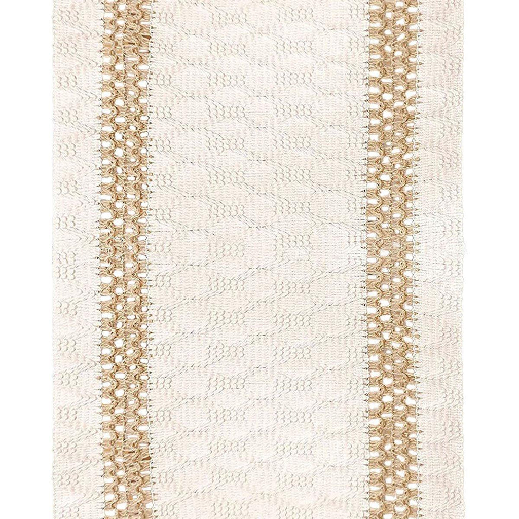 Cotton Linen Table Runner with Knot Tassel Bed End Towel Long Tablecloth Mat - Beige