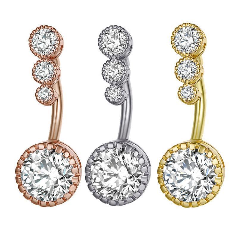 Belly Button Rings Bar Navel Steel Copper Zirconia Piercing Body Piercing - Gold