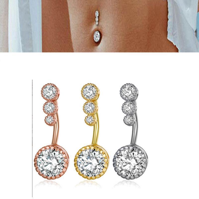 Belly Button Rings Bar Navel Steel Copper Zirconia Piercing Body Piercing - Gold