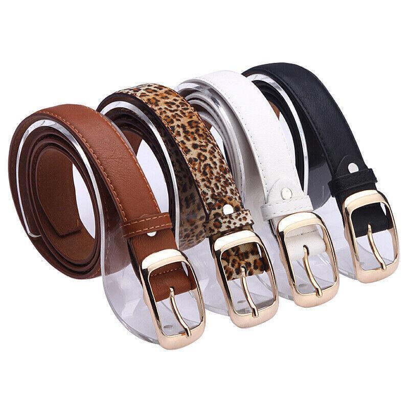 Ladies Leather Belt Classic Buckle Fashion Waist Strap for Jeans Dresses Casual - Blue