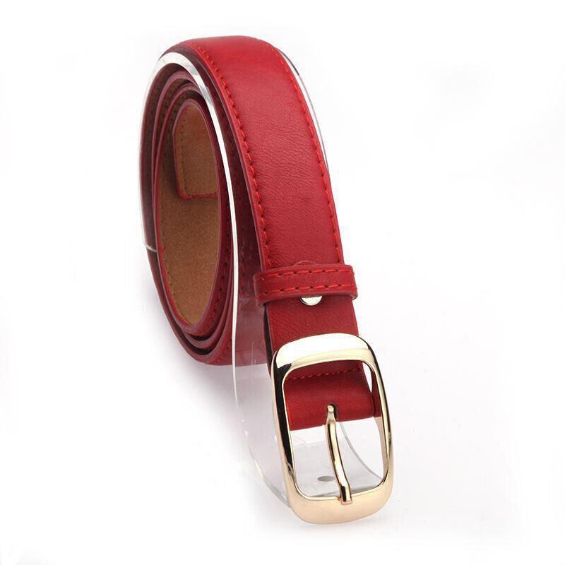 Ladies Leather Belt Classic Buckle Fashion Waist Strap for Jeans Dresses Casual - Blue