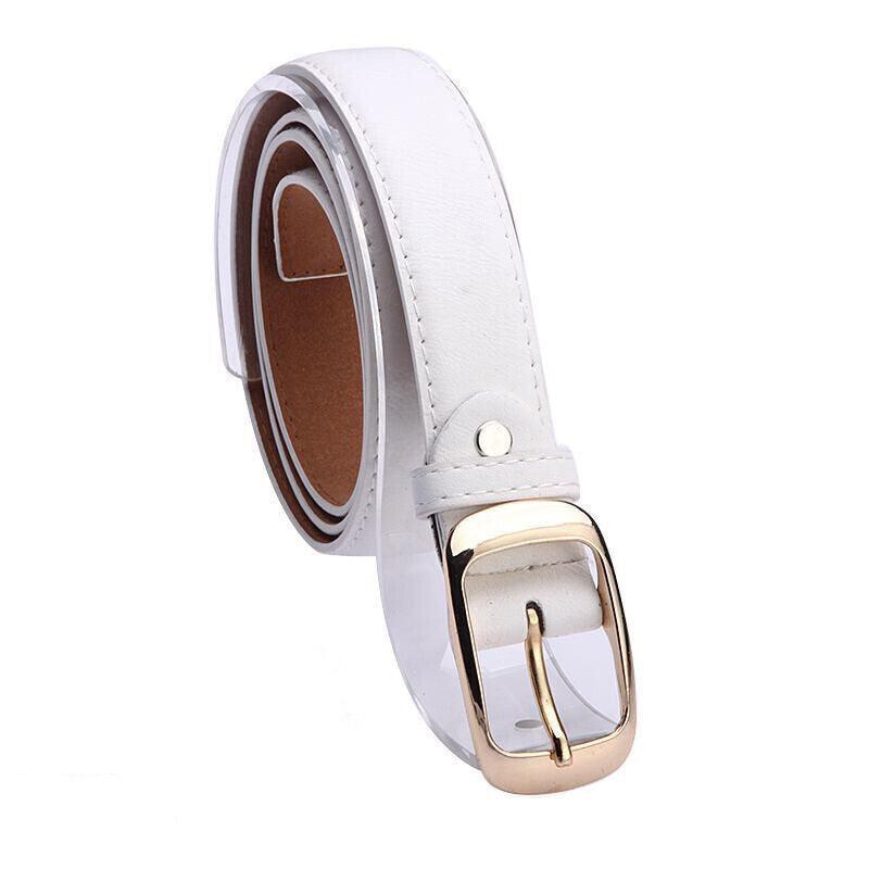 Ladies Leather Belt Classic Buckle Fashion Waist Strap for Jeans Dresses Casual - Blue