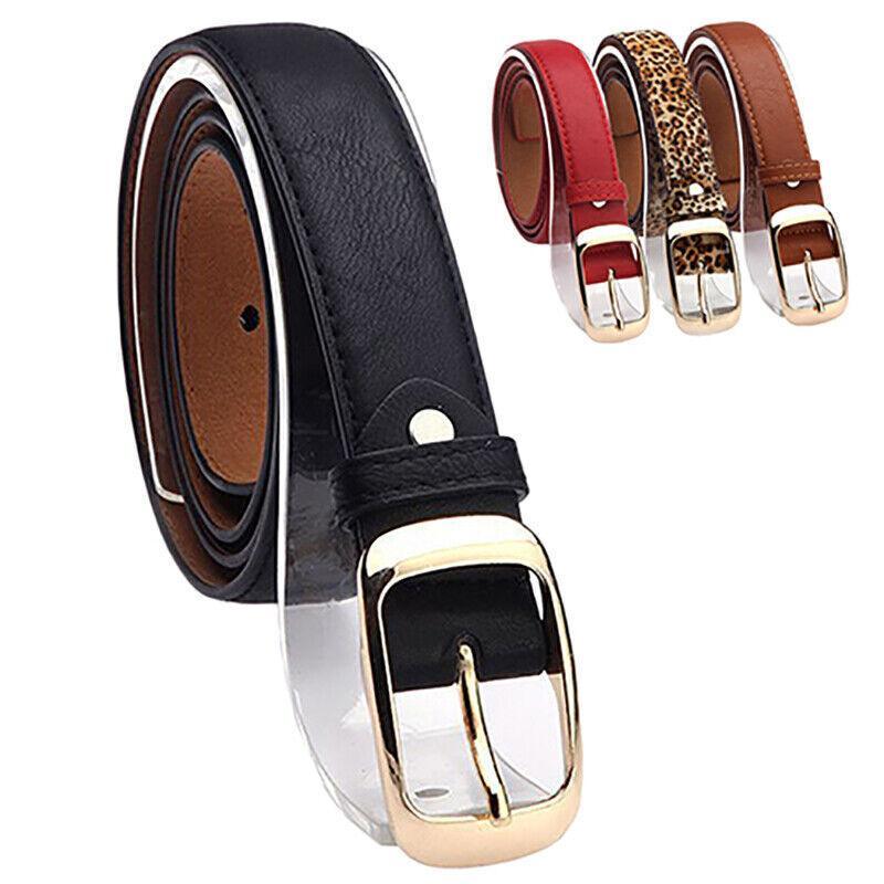 Ladies Leather Belt Classic Buckle Fashion Waist Strap for Jeans Dresses Casual - Brown
