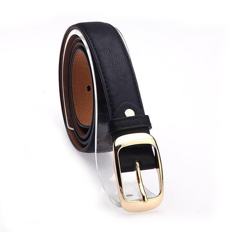Ladies Leather Belt Classic Buckle Fashion Waist Strap for Jeans Dresses Casual - Brown