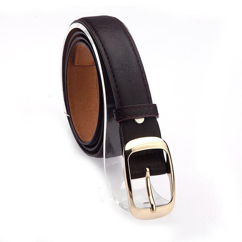 Ladies Leather Belt Classic Buckle Fashion Waist Strap for Jeans Dresses Casual - Brown