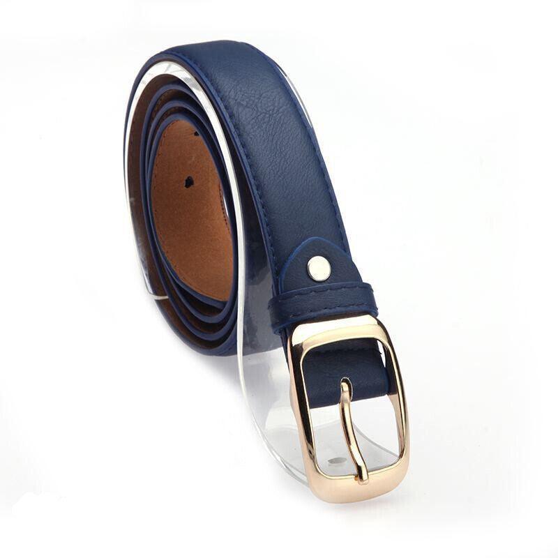 Ladies Leather Belt Classic Buckle Fashion Waist Strap for Jeans Dresses Casual - Coffee