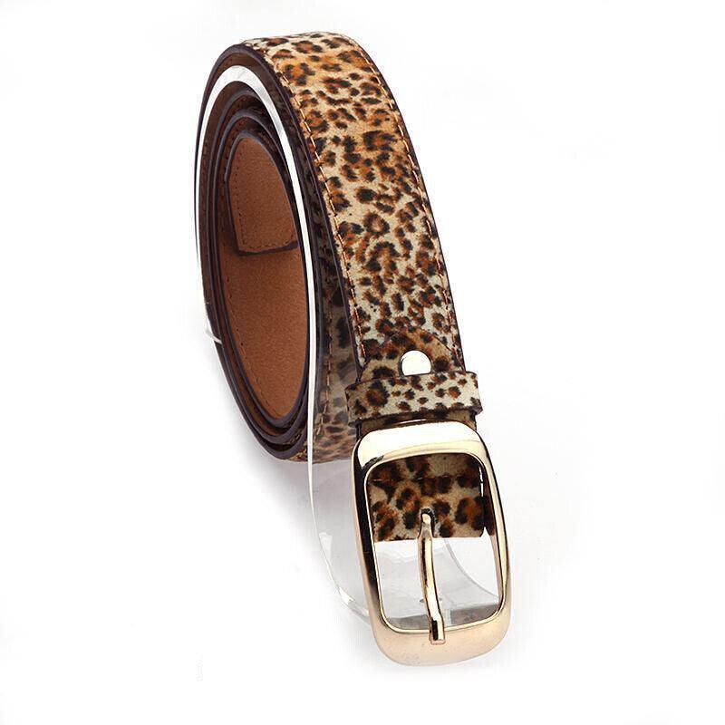 Ladies Leather Belt Classic Buckle Fashion Waist Strap for Jeans Dresses Casual - Red