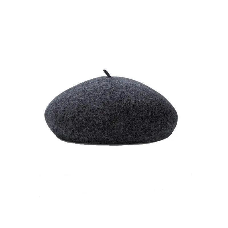 Women Ladies Beanie Wool French Beret Newsboy Hat Cap Winter Warm Hats Girls - Dark Grey